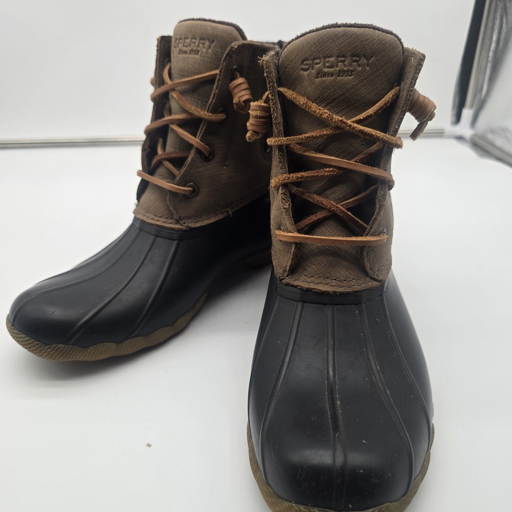 Sperry Top Sider Women 7.5 Saltwater‎ Core Boots Brown/Olive Waterproof  99729